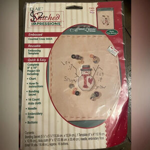 Vintage 1995 New Christmas stitched Impressions Let it Snow Cross stitch Kit‎